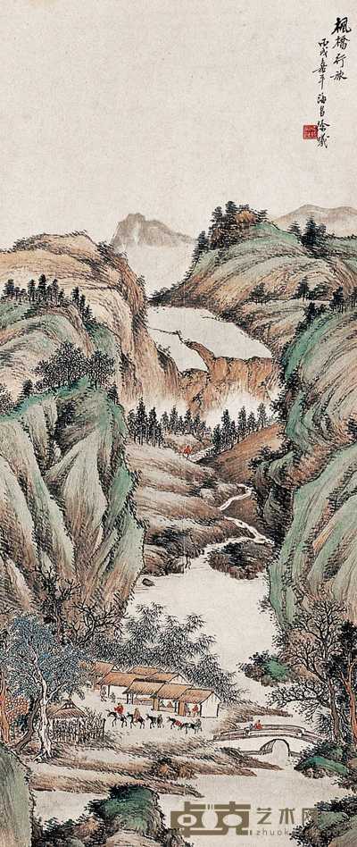 徐曦 枫桥行旅图 轴 81×35cm